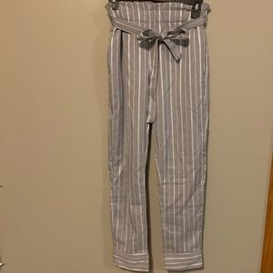 PAPERBAG WAIST STRIPED PANTS